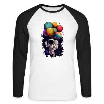 Astronaute sur la lune - T-shirt baseball manches longues Homme - blanc/noir - Devant - Nik (191cm)