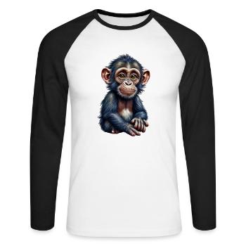Affe Affe - Unisex Baseballshirt langarm - Weiß/Schwarz - Vorne - Nik (191cm)