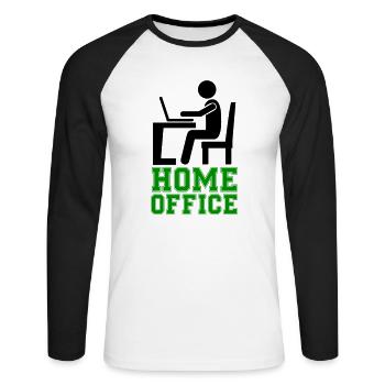 computer work home office - Unisex Long Sleeve Baseball T-Shirt - white/black - Front - Nik (191cm)