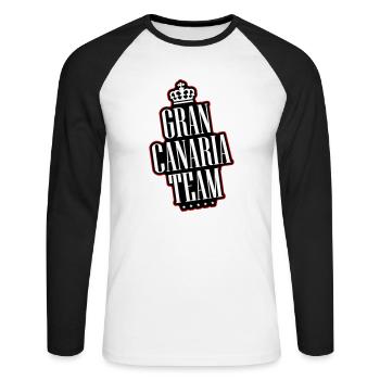 L’équipe de Gran Canaria - T-shirt baseball manches longues Homme - blanc/noir - Devant - Nik (191cm)