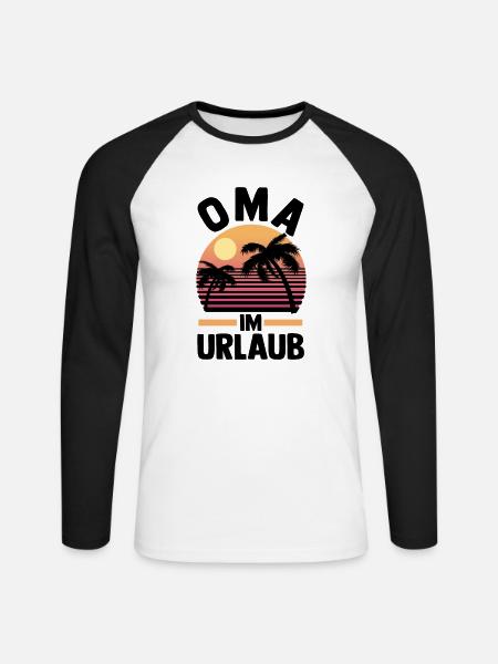Urlaub Urlauberin Großmutter Oma - Unisex Baseballshirt langarm - Weiß/Schwarz