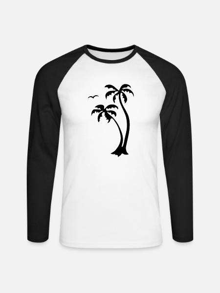 Brasilianische Palmen - Unisex Baseballshirt langarm - Weiß/Schwarz