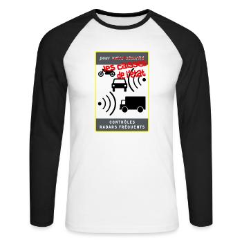 panneau radar - T-shirt baseball manches longues Homme - blanc/noir - Devant - Nik (191cm)