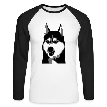 Grumpy Dog - Husky - Unisex Baseballshirt langarm - Weiß/Schwarz - Vorne - Nik (191cm)