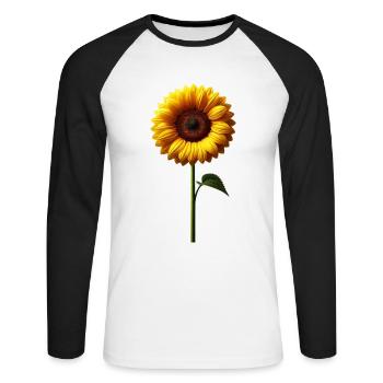 Sunflower Floral Vine Flower Yellow Floral Floral - Unisex Long Sleeve Baseball T-Shirt - white/black - Front - Nik (191cm)