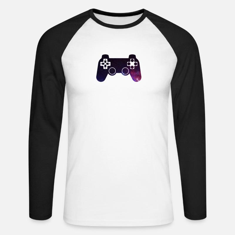 Galassia Controller - Maglia da baseball a manica lunga da uomo - bianco/nero