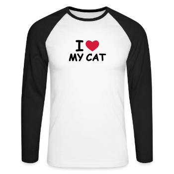 I Love my Cat - Unisex Baseballshirt langarm - Weiß/Schwarz - Vorne - Nik (191cm)