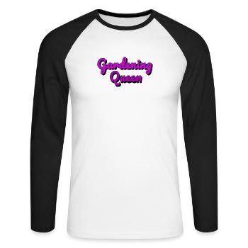 Gardening Queen - Unisex Baseballshirt langarm - Weiß/Schwarz - Vorne - Nik (191cm)
