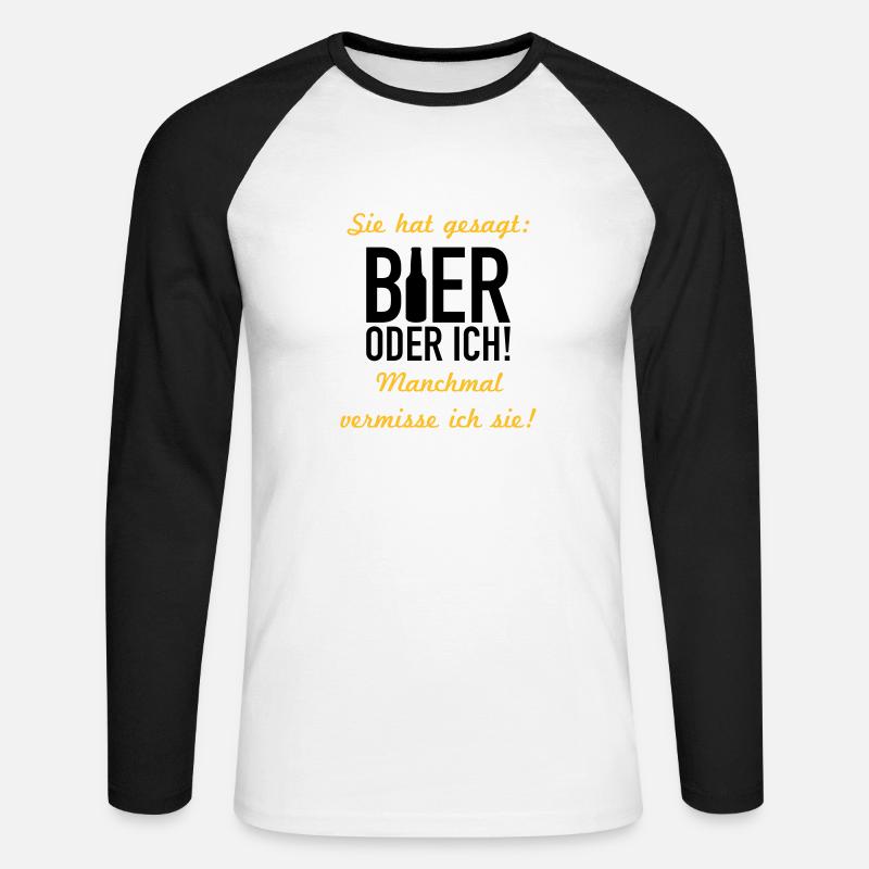 Bier oder ich - Unisex Baseballshirt langarm - Weiß/Schwarz