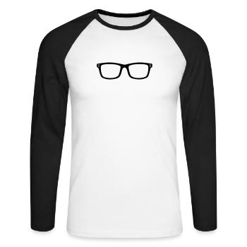 Brille - Unisex Baseballshirt langarm - Weiß/Schwarz - Vorne - Nik (191cm)