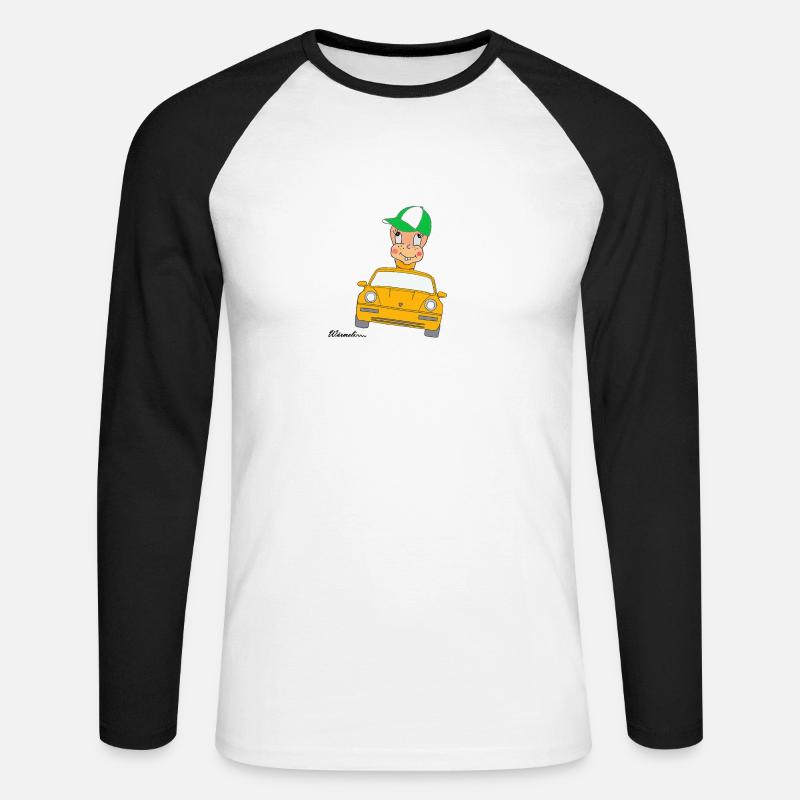 Würmeli aus dem Auto - Unisex Baseballshirt langarm - Weiß/Schwarz