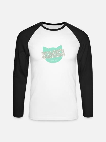 Wolkin's Whiskers - Ein Katzenlogo - Unisex Baseballshirt langarm - Weiß/Schwarz