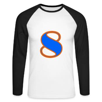 8 ANS. 8e ANNIVERSAIRE. ANNIVERSAIRE 8 ANS. 8 - T-shirt baseball manches longues Homme - blanc/noir - Devant - Nik (191cm)