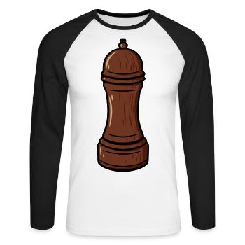 pepper mill salt mill pepper shaker pepper salt - Unisex Long Sleeve Baseball T-Shirt - white/black - Front - Nik (191cm)