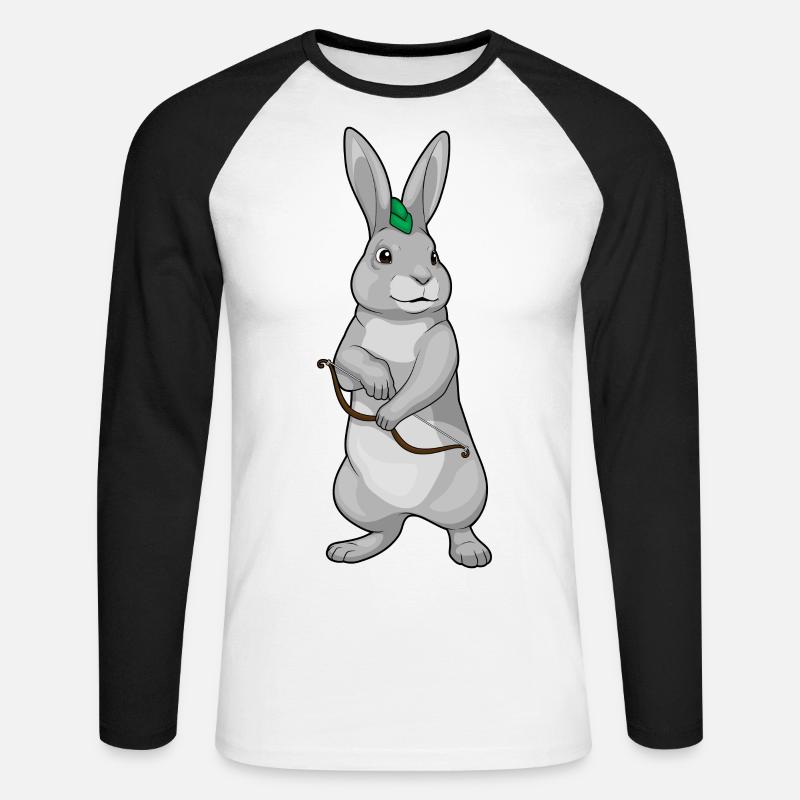 Hase Bogenschütze Bogen - Unisex Baseballshirt langarm - Weiß/Schwarz