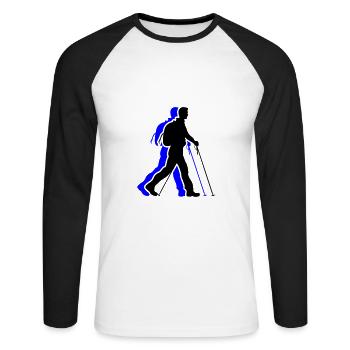 Nordic Walking Man Icon - Unisex Long Sleeve Baseball T-Shirt - white/black - Front - Nik (191cm)