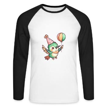Hummingbird Bird Birthday Baby - Unisex Long Sleeve Baseball T-Shirt - white/black - Front - Nik (191cm)