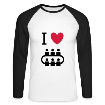 ★ Design colors changeable ★ I love meetings - Unisex Long Sleeve Baseball T-Shirt - white/black - Front - Nik (191cm)