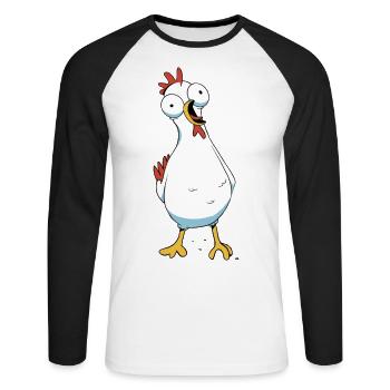 Chicken Poultry Chicken Coop Farm Hen Eggs - Unisex Long Sleeve Baseball T-Shirt - white/black - Front - Nik (191cm)