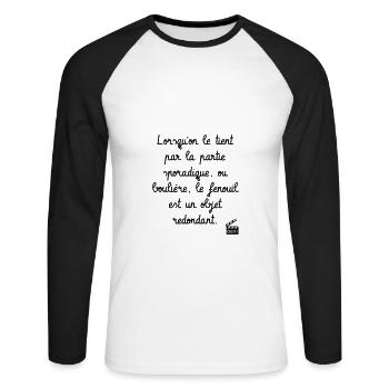 Kaameløtt - Réplique Culte - Citation Karadoc - T-shirt baseball manches longues Homme - blanc/noir - Devant - Nik (191cm)