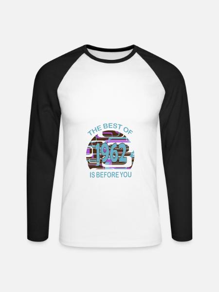 Geburtsjahr 1962 Vintage Jahrgang, Geburtstag - Unisex Baseballshirt langarm - Weiß/Schwarz