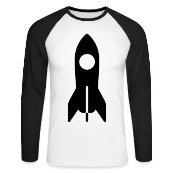 Astronaute cosmonaute fusée spatiale - T-shirt baseball manches longues Homme - blanc/noir - Devant - Nik (191cm)