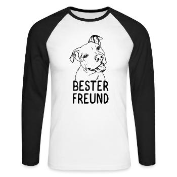 Bester Freund (des Menschen) - Unisex Baseballshirt langarm - Weiß/Schwarz - Vorne - Nik (191cm)