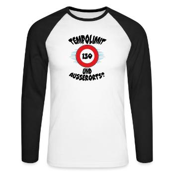 Tempolimit Autobahn Geschwindigkeit Grüne Baerbock - Unisex Baseballshirt langarm - Weiß/Schwarz - Vorne - Nik (191cm)