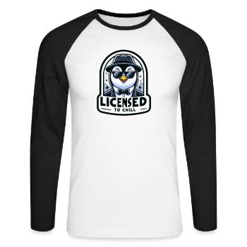Autorisé à se détendre - T-shirt baseball manches longues Homme - blanc/noir - Devant - Nik (191cm)