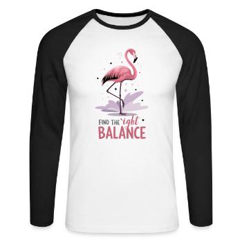  Flamingo Find The Right Balance Achtsamkeit Yoga - Unisex Baseballshirt langarm - Weiß/Schwarz - Vorne - Nik (191cm)