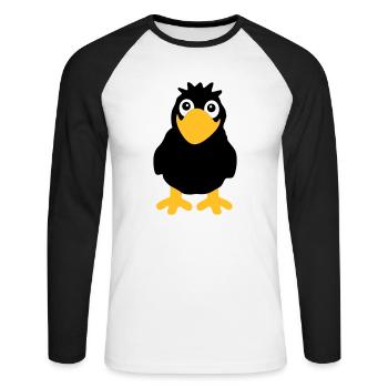 Rabe - Unisex Baseballshirt langarm - Weiß/Schwarz - Vorne - Nik (191cm)