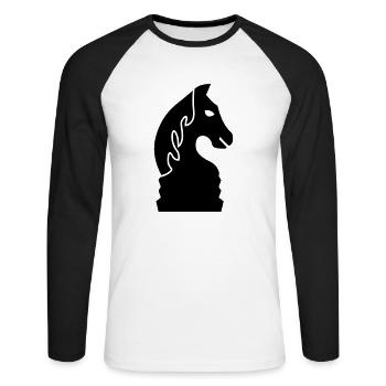 schach_pferd_1c - Unisex Baseballshirt langarm - Weiß/Schwarz - Vorne - Nik (191cm)