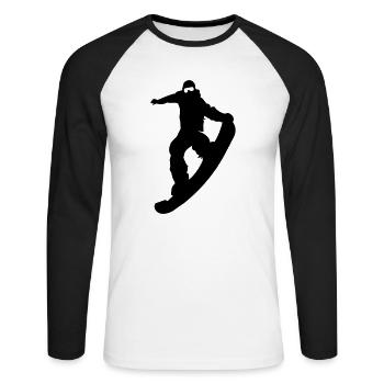 snowboarder nosegrip - Unisex Baseballshirt langarm - Weiß/Schwarz - Vorne - Nik (191cm)