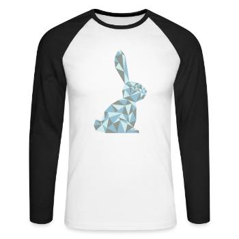 Hase - Unisex Baseballshirt langarm - Weiß/Schwarz - Vorne - Nik (191cm)