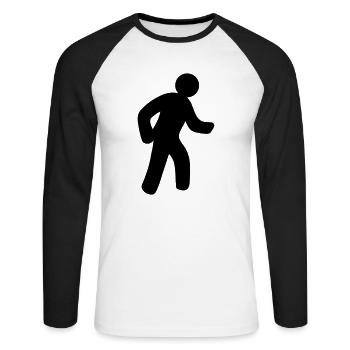 man - Unisex Long Sleeve Baseball T-Shirt - white/black - Front - Nik (191cm)