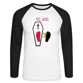 95 Jahre Fuß fällt ein weiteres Bananenschale - Unisex Baseballshirt langarm - Weiß/Schwarz - Vorne - Nik (191cm)