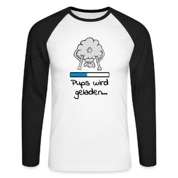 pups_geladen_2_3f - Unisex Baseballshirt langarm - Weiß/Schwarz - Vorne - Nik (191cm)