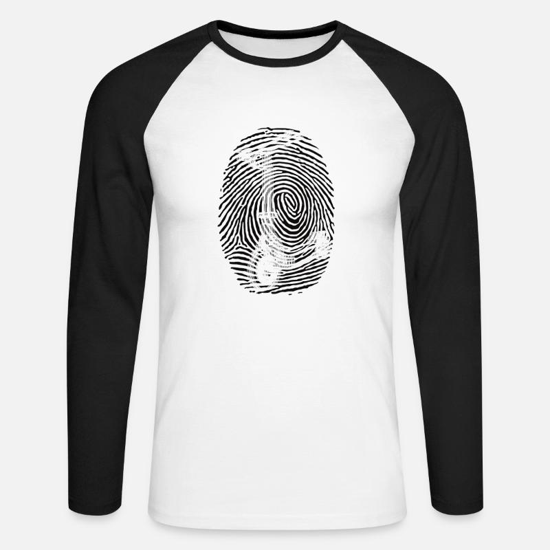Escooter Elektroroller E-Roller Fingerprint - Unisex Baseballshirt langarm - Weiß/Schwarz