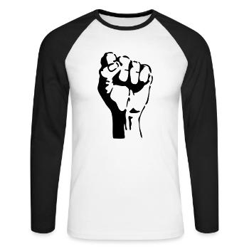 Hand - Unisex Baseballshirt langarm - Weiß/Schwarz - Vorne - Nik (191cm)