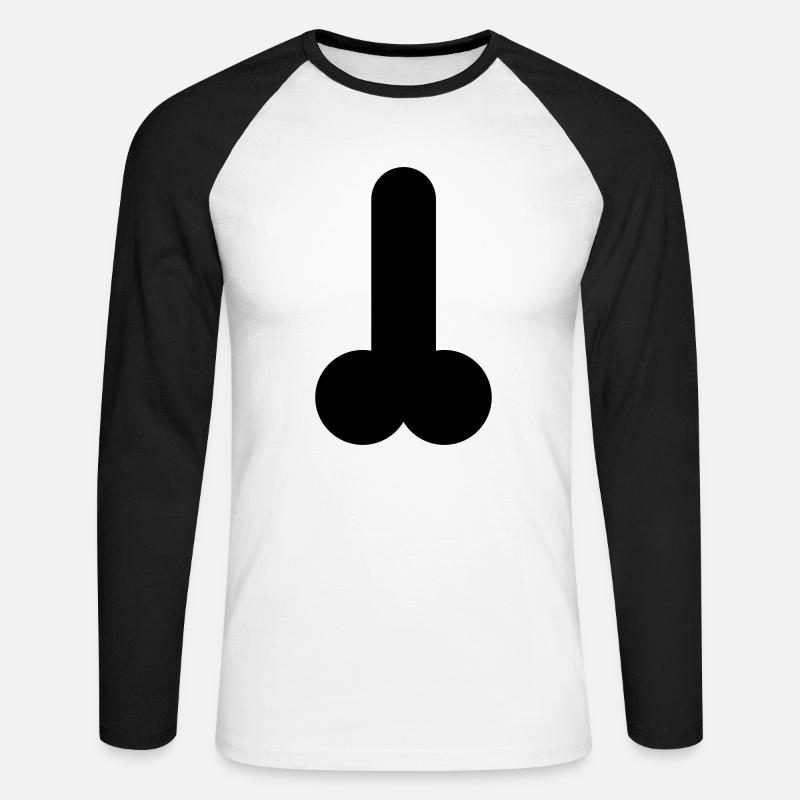 Penis - Unisex Baseballshirt langarm - Weiß/Schwarz