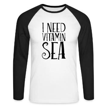 I Need Vitamin Sea - Unisex Long Sleeve Baseball T-Shirt - white/black - Front - Nik (191cm)