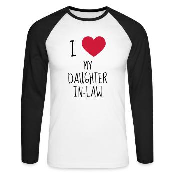 Daughter-in-law / Daughter in law Marriage Family - Unisex Long Sleeve Baseball T-Shirt - white/black - Front - Nik (191cm)