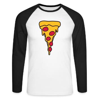 morceau vertical de salami pizza délicieuse nourri - T-shirt baseball manches longues Homme - blanc/noir - Devant - Nik (191cm)