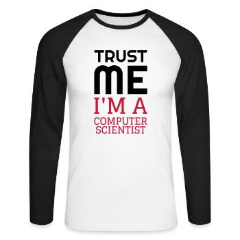 informatique / informaticien / ordinateur / geek - T-shirt baseball manches longues Homme - blanc/noir - Devant - Nik (191cm)