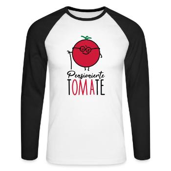 Pensionierte Oma - Unisex Baseballshirt langarm - Weiß/Schwarz - Vorne - Nik (191cm)