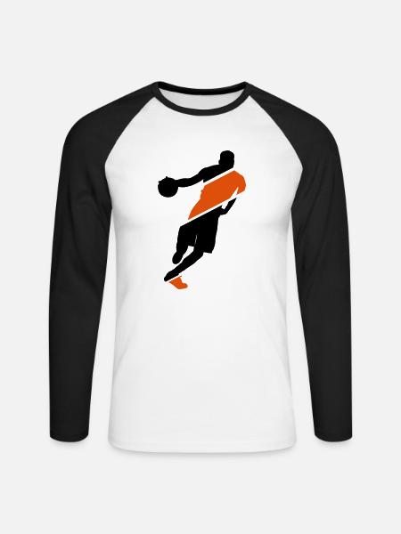 basketball - Unisex Baseballshirt langarm - Weiß/Schwarz