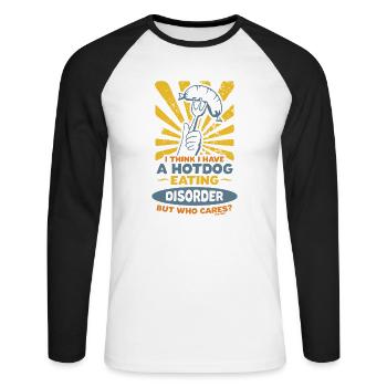 Hotdog Störung lustiger Spruch - Unisex Baseballshirt langarm - Weiß/Schwarz - Vorne - Nik (191cm)