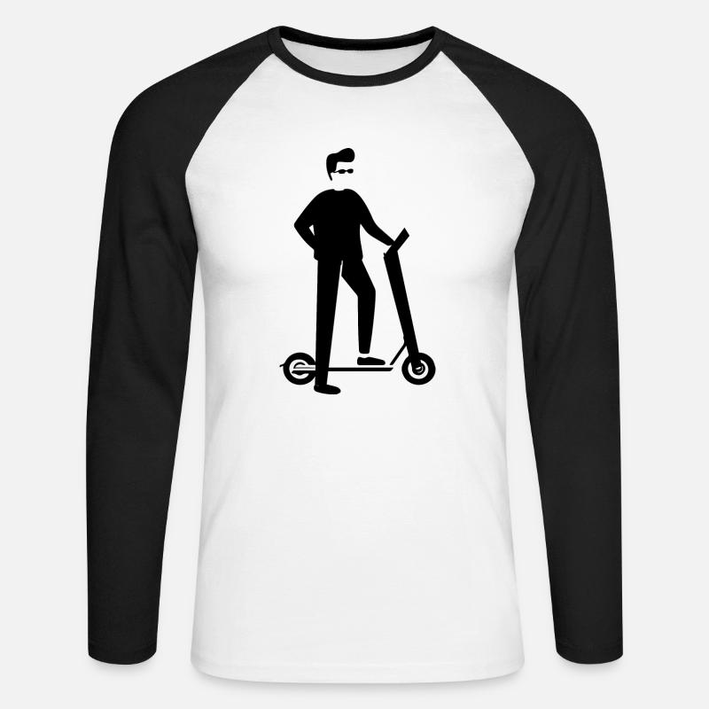 E-Scooter E-Roller Scooter - Unisex Baseballshirt langarm - Weiß/Schwarz