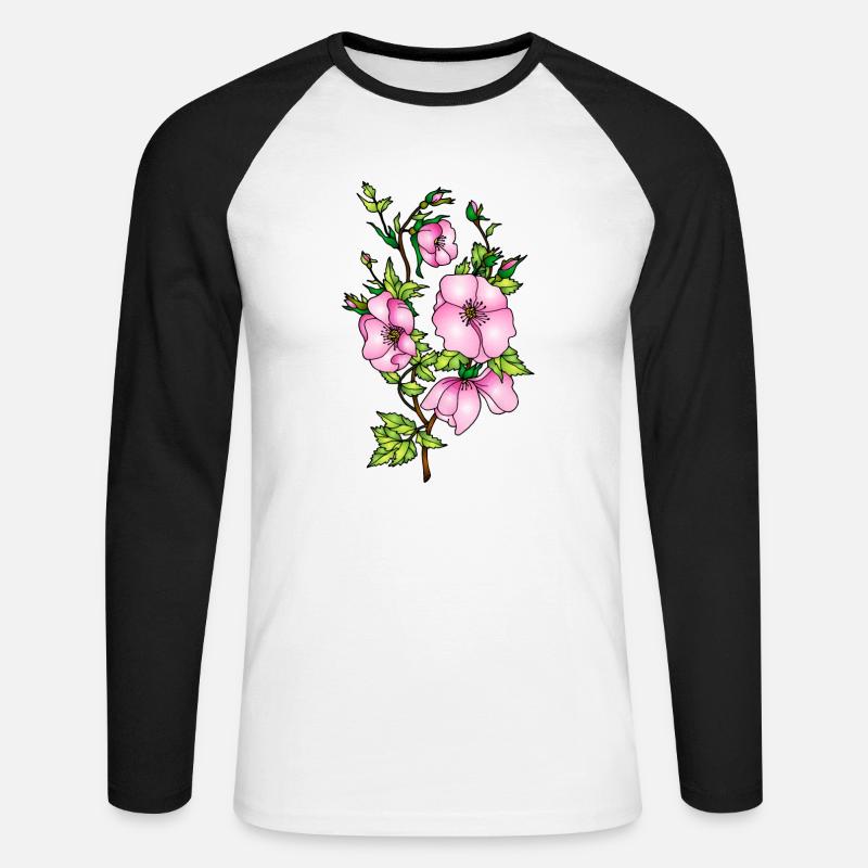 Blumen - Unisex Baseballshirt langarm - Weiß/Schwarz