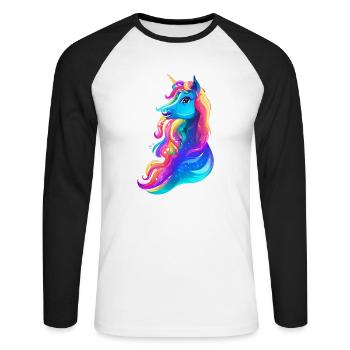 Unicorn Girl Unicorn Mythical Animal Unicorns - Unisex Long Sleeve Baseball T-Shirt - white/black - Front - Nik (191cm)